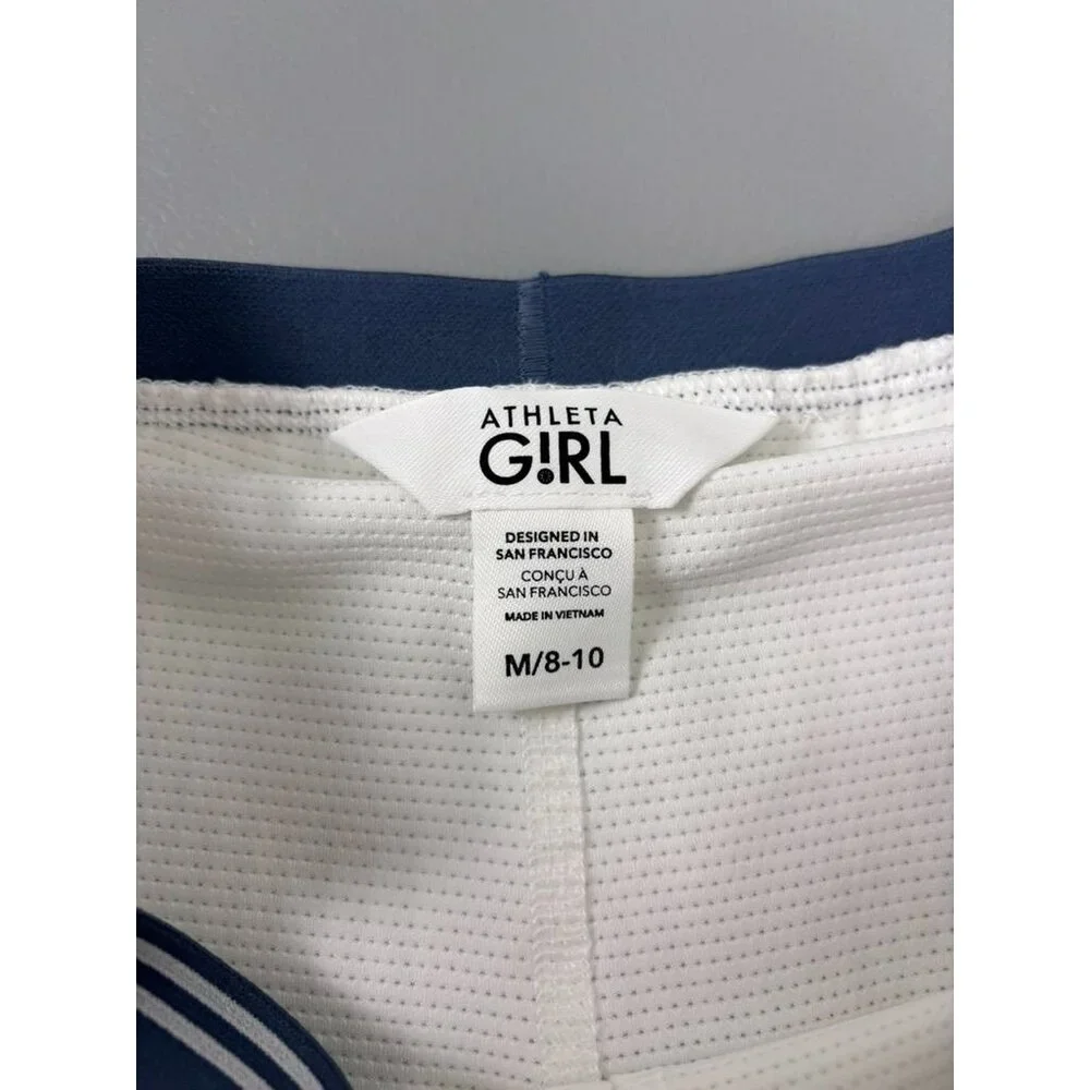 Athleta Girl medium 8-10 white pleat back flowy‎ athletic tennis shorts